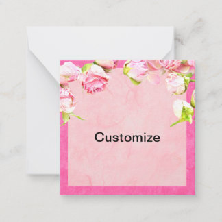 De Notas Cartão Plano Floral Rosa
