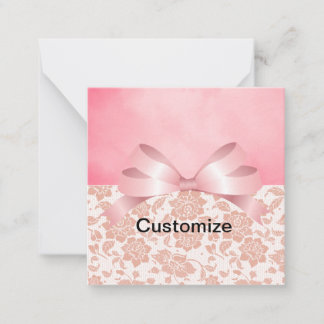 De Notas Cartão Plano Personalizável Cor Rosa com Renda