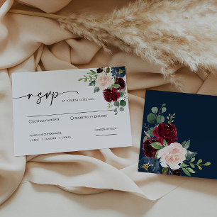 De Notas Cartão RSVP Boho Burgundy Blush Weding