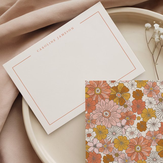 De Notas Cartão Simples Floral Retro Groovy (Criador carregado)