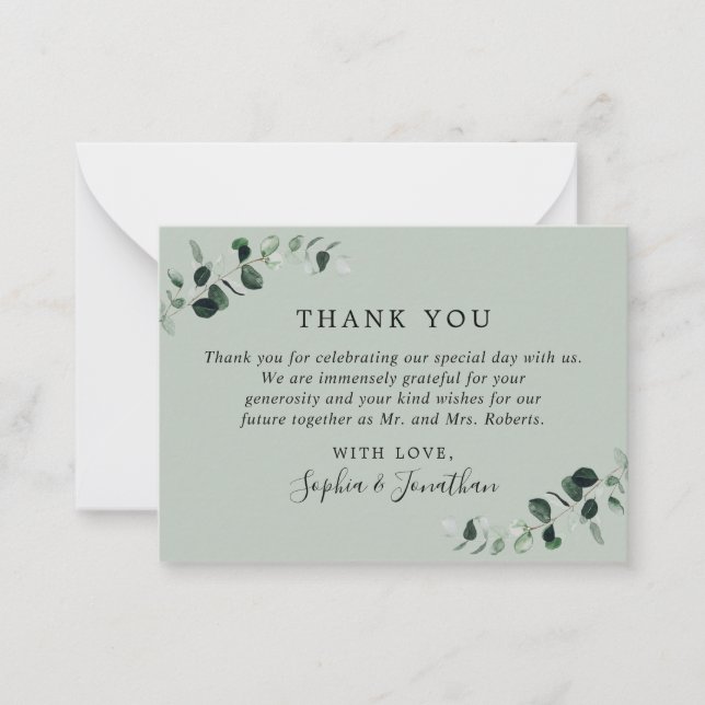 De Notas Eucalyptus Sage Weding Mini Obrigado Cartão Nota (Frente)