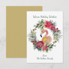 De Notas Feriado Quente Flamingo Wreath Deseja Cartão Perso
