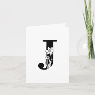 De Notas Floral J Monograma No Cartão White Note