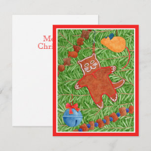 De Notas Gatinho GINGERBREAD Meowy Natal 4.25x5.5 Cartão II