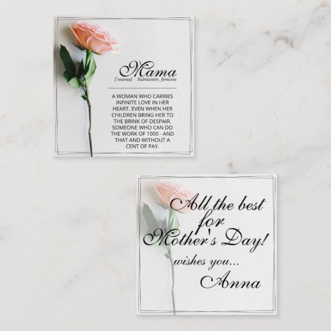 De Notas Mãe - Simplesmente Insubstituível | Cartão clássic (Frente/Verso)