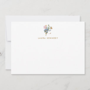 De Notas Monograma Dourado Cartão L Nota Floral