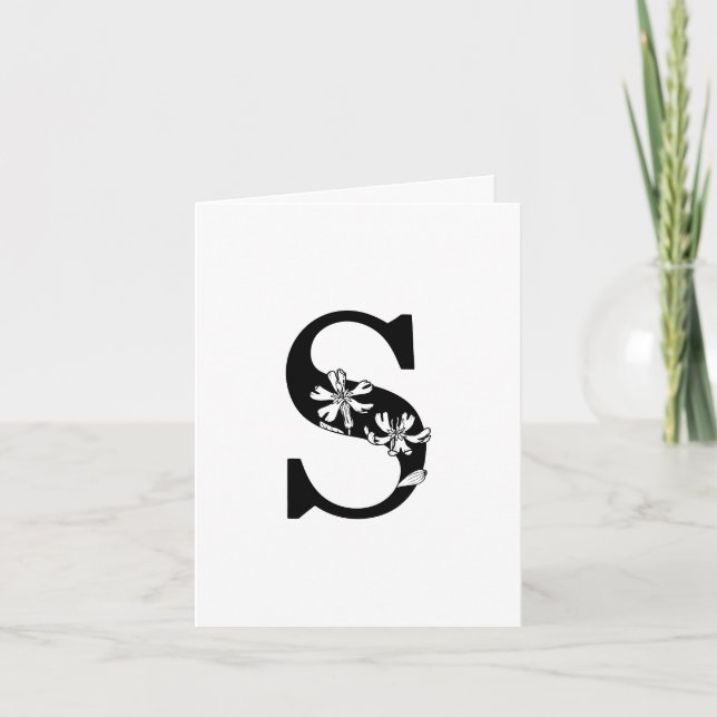 De Notas Monograma Floral S No Cartão White Note (Frente)