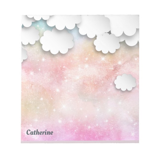 De Notas Nuvens Brancas Céu Rosa Sonho 3D Papel Corta Bloco (Frente)