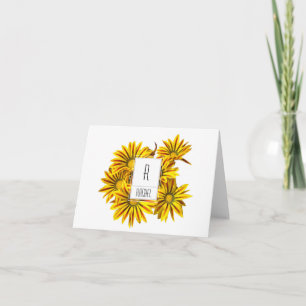 De Notas Vazio Monograma Floral Nota Cartão Gazania Flor