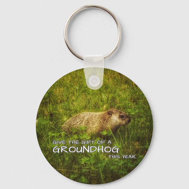 Dê o presente de um Groundhog este ano, chaveiro (Frente)