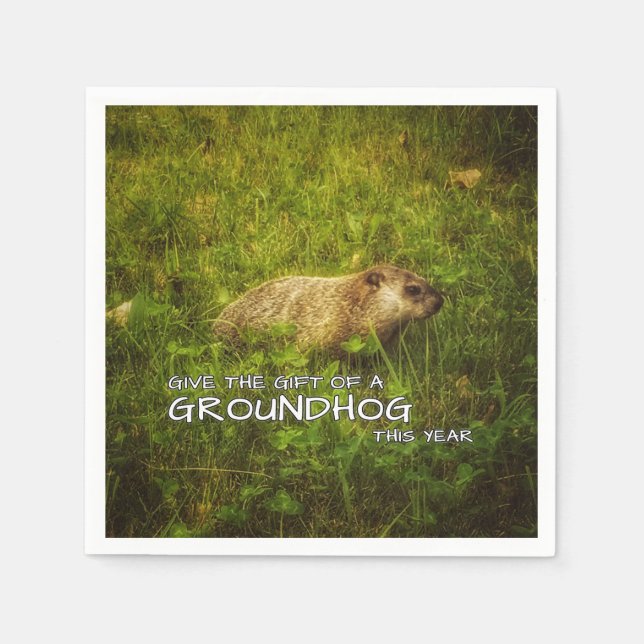 Dê o presente de um Groundhog este ano, guardanapo (Frente)