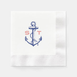De Papel Anchors Away monogramas guardanapo