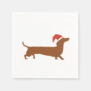De Papel Dachshunds que beijam no guardanapo do Feliz Natal