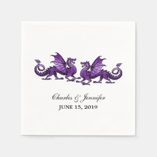De Papel Dragões elegantes roxos que Wedding os guardanapo