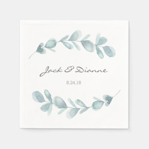 De Papel Eucalipto azul guardanapo Wedding personalizado