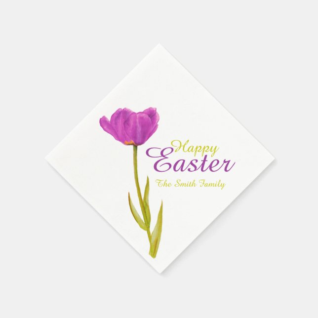 De Papel Feliz Páscoa tulipa roxa primavera nome guardanapo (Canto)