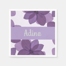 De Papel Flor roxa Bas Mitzva guardanapo com nome