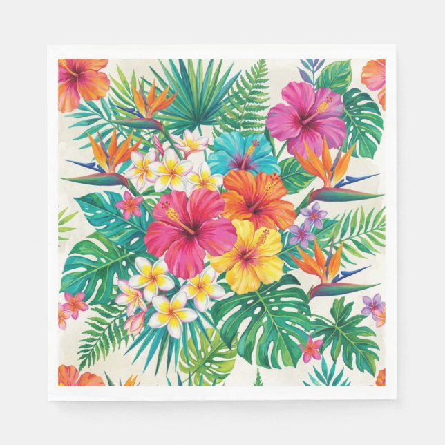 De Papel Floral Aloha Tropical Bloom Guardanapo (Frente)