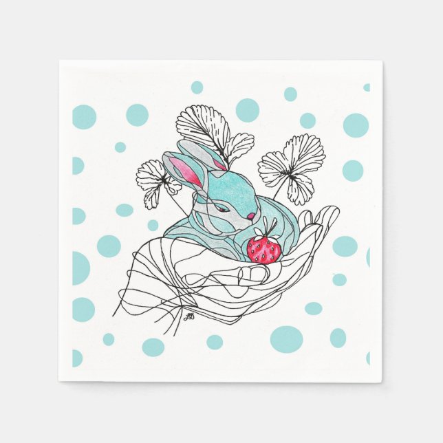De Papel Guardanapo Bunny In Hand (Frente)