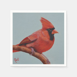 De Papel Guardanapo cardinais vermelhos da pintura do