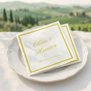 De Papel Guardanapo com Grafia Elegante Amarelo Casamento C