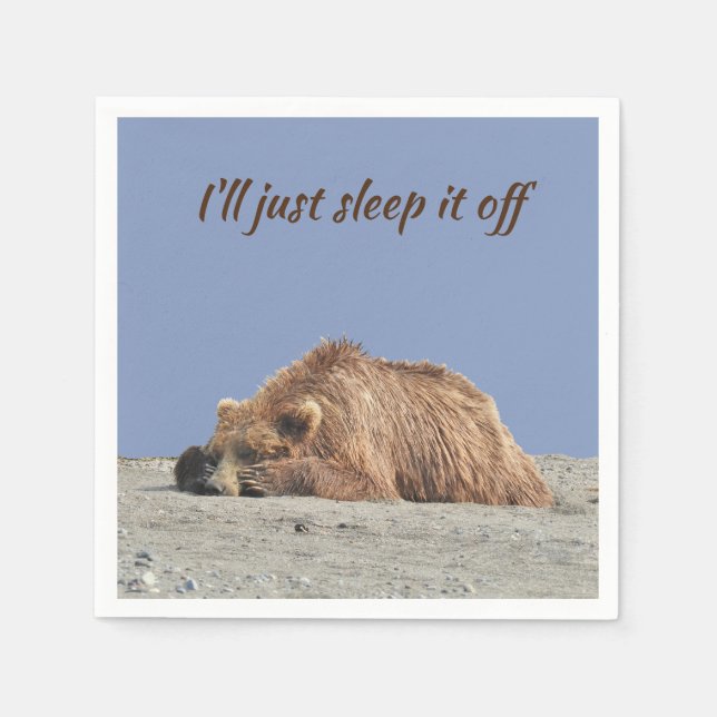 De Papel Guardanapo coquetel padrão com urso-pardo (Frente)