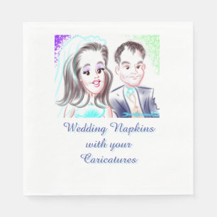 De Papel Guardanapo da caricatura do casamento
