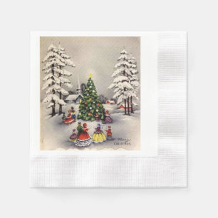 De Papel Guardanapo da cena do feriado do natal vintage