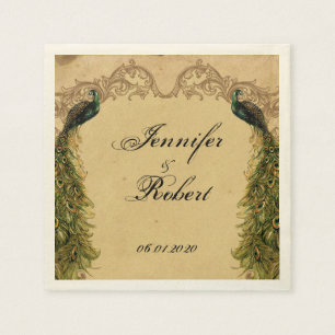 De Papel Guardanapo fino do casamento do pavão elegante do