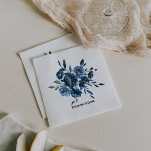 De Papel Guardanapo floral azul moderno do casamento