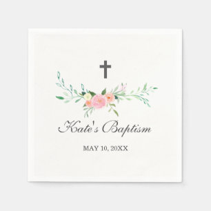 De Papel Guardanapo floral doce do baptismo