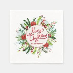 De Papel Guardanapo floral personalizado do Natal   da