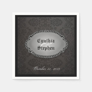 De Papel Guardanapo gótico preto do casamento dos nomes &