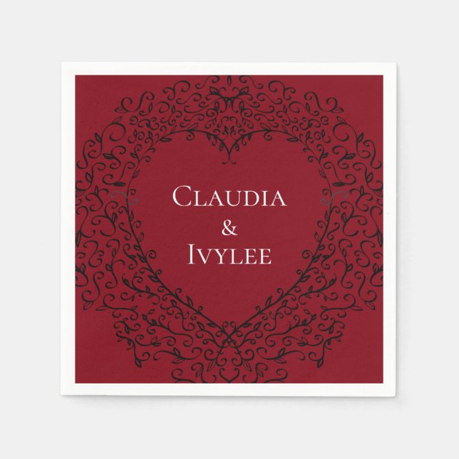 De Papel Guardanapo góticos do casamento do coração (Frente)