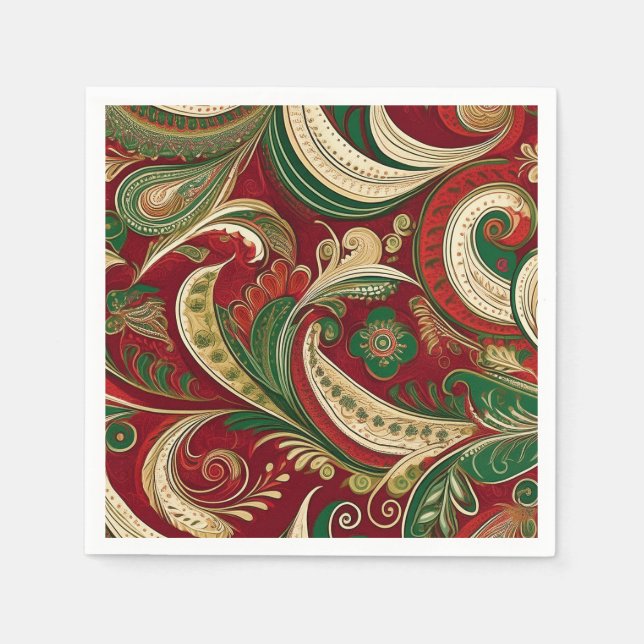 De Papel Guardanapo Paisley Borgonha (Frente)