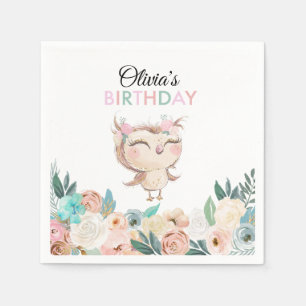 De Papel Guardanapo Peachy do aniversário da coruja