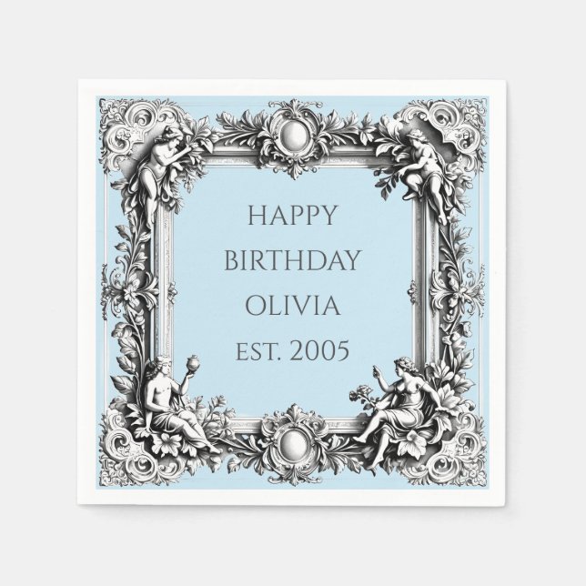 De Papel Guardanapo personalizado com moldura emoldurada vi (Frente)