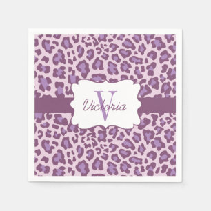 De Papel Guardanapo roxo do cocktail da lavanda do leopardo