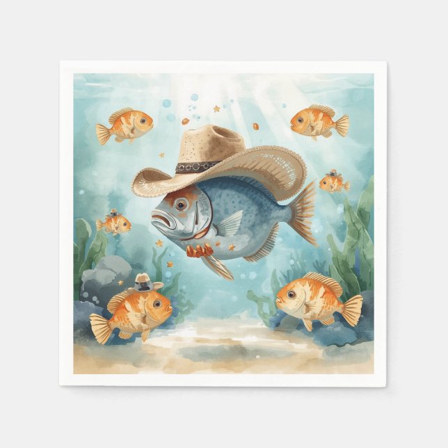 De Papel Guardanapo temático Fish Party Texas (Frente)