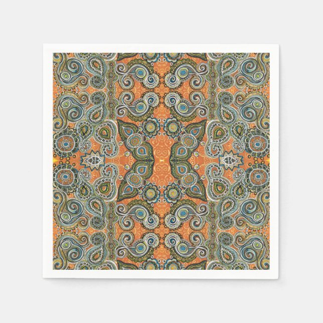 De Papel guardanapo verde laranja (Frente)