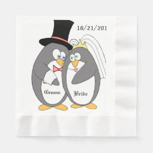 De Papel Guardanapo Wedding personalizados amor do pinguim