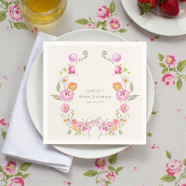 De Papel Guirlanda floral em aquarela pastel guardanapo par