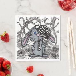 De Papel Lindo Coelho Desenhado à Mão Zen Doodle Guardanapo