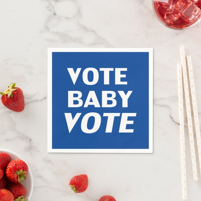 De Papel Livro branco "vote baby vote" azul guardanapo (Insitu)