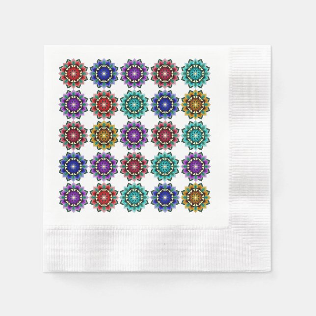 De Papel Mandala em várias cores guardanapo (Frente)