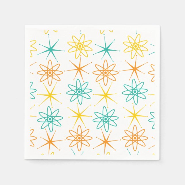 De Papel Nifty fifties - átomos e estrelas guardanapo (Frente)