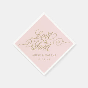 De Papel O "amor é" guardanapo Dourados & cor-de-rosa doce