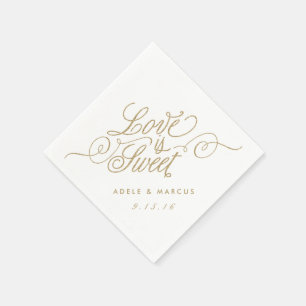 De Papel O "amor é" guardanapo Dourados doces do casamento