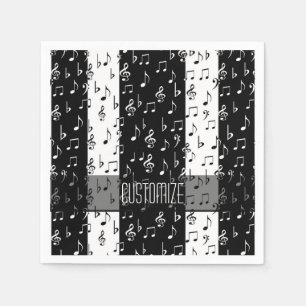 De Papel O Musical preto & branco listra guardanapo