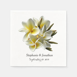 De Papel O Plumeria branco floresce o guardanapo tropical
